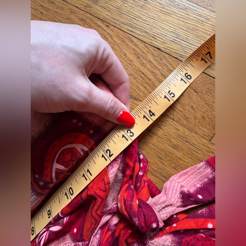 50s Vintage Kamehameha Red Cotton Sarong Wrap Dress - Picture 7 of 11